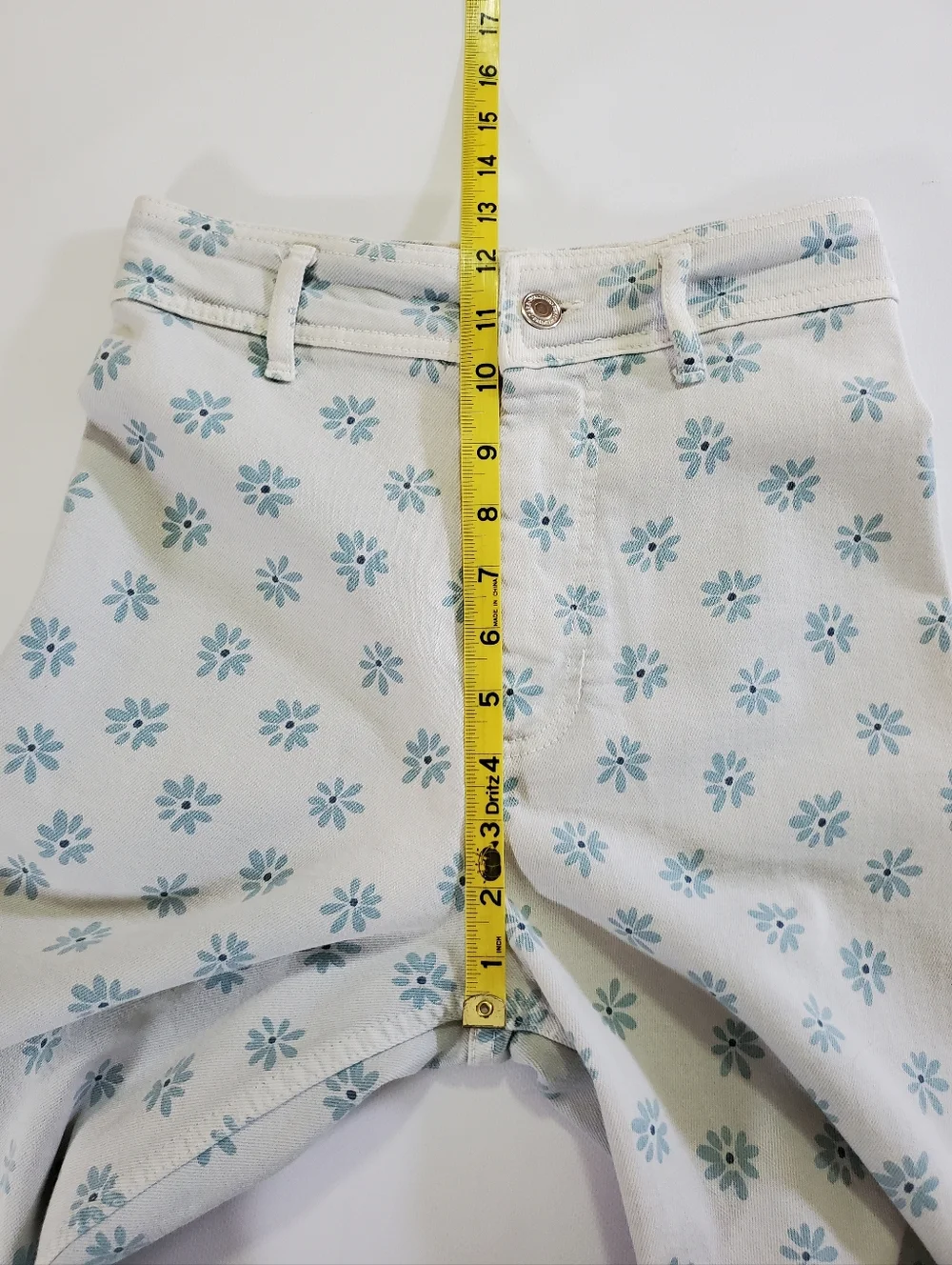 🟢7653 * Zara Marine Straight Leg Floral Daisy Print Jeans Light Wash Size 2 - Picture 10 of 12